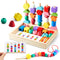 Montessori Preschool Educational Wooden Toys for Toddlers, Lacing Beads & Stacking Blocks Gifts for Kids