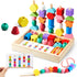 Montessori Preschool Educational Wooden Toys for Toddlers, Lacing Beads & Stacking Blocks Gifts for Kids