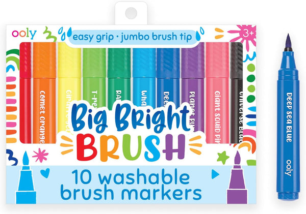 Ooly Thick Washable Markers with Jumbo Grip, Big Bright Brush Tip for Toddlers and Kids