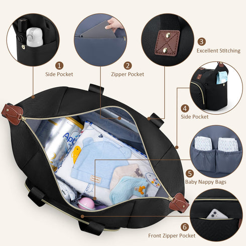 Tenot Diaper Bag Tote with Pacifier Case, Large Tote for Women, Cute Hospital Baby Diaper Bag
