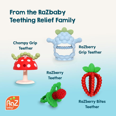 3M+ RaZbaby Soft Silicone Infant & Baby Teether Toy Massaging Bristles Teething Relief Pacifier - Soothes Sore Gums