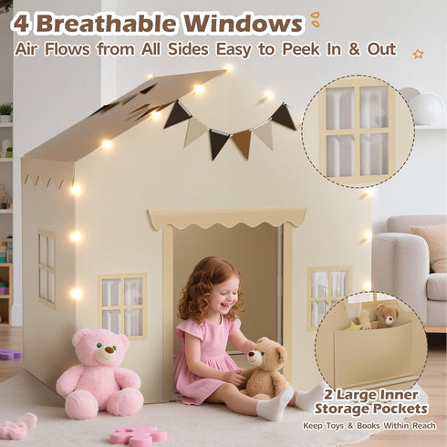 2-in-1 2 4 Windows,2 Toddlers,53" x40" 51" EagleStone Kids Tent,Large Play Tent with Padded Mat and Lights,Kids