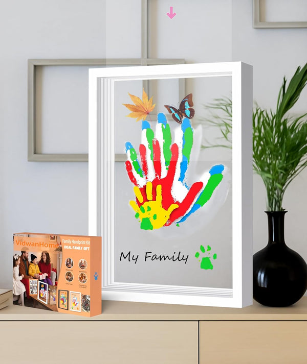 Family Handprint & Hand Casting Kit DIY Craft Keepsake with Wooden Frame,