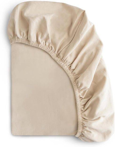 mushie Stretchy & Soft Crib Sheet | Fitted 28" x 52" (Fog)