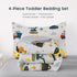 Set 4 Set Wake In Cloud - Toddler Bedding for Boys, Construction Car Excavator Truck, Pieces Soft Crib Bed Including