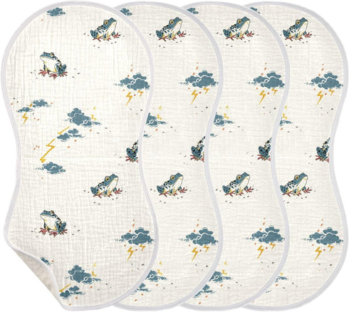 decor gift 4 Pack 22x11in Cotton Newborns Burp Cloths Soft Touch Japanese -e Style Frog Offwhite Baby Burp Rags