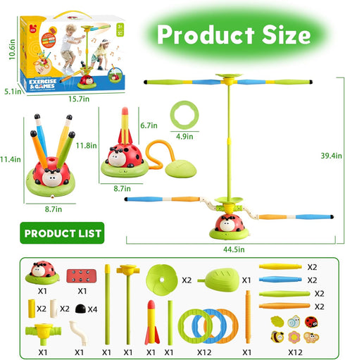 Pobaiyi 5 1 4-8 8-13 in Musical Jump Toys, Toss Ring Game Stomping Launch Rocket Launcher for Kids, Obstacle Avoidance