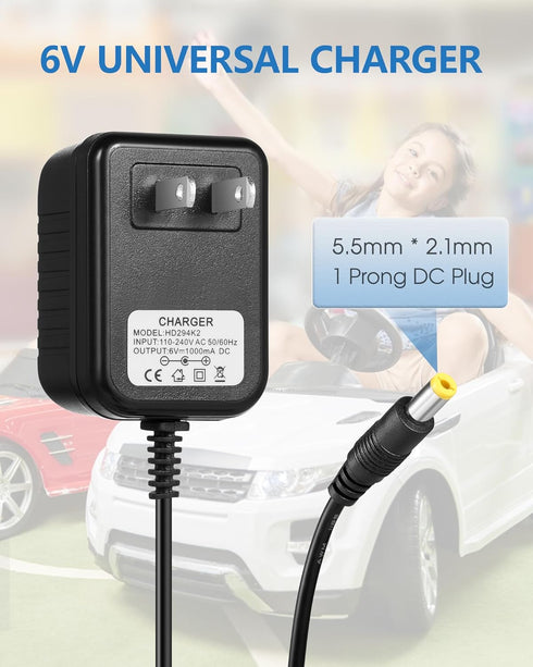6V Charger for Ride on Toys, Kids Ride On Car Charger, Best Choice Products SUV Accessories, 6V Kids Charger