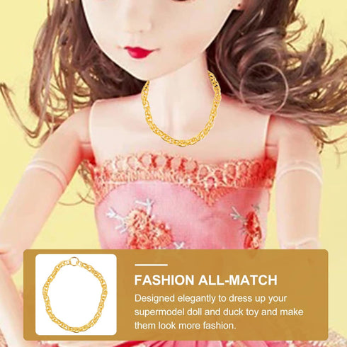 jojofuny Doll Mini Gold Necklaces Chains, Dress Up Necklace Chains for DIY Doll Decor, 25pcs