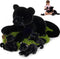 MorisMos Black Plush Panther Stuffed Animal with Babies,18'' Big Mama and Baby