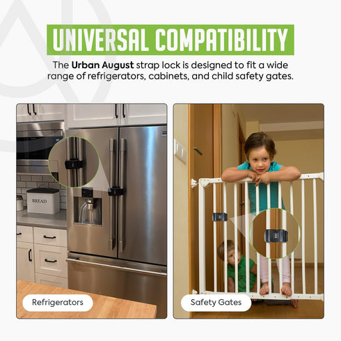 Urban August Child-Proof Refrigerator Lock with Combination, Adjustable French Door Fridge Strap Lock for Kids, Pack of