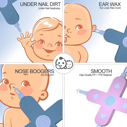Royal Angels 4-in-1 (2 Nose, Nail & Ear Wax Picker, Safely Clean Baby Ear Wax, Baby Booger & Nail Tips Pcs in Box)