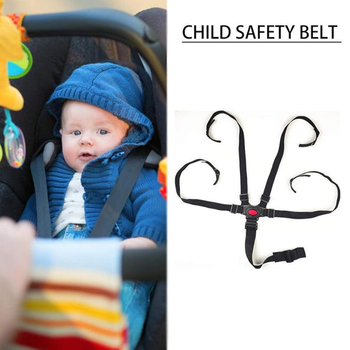 Adjustable 5 Point Harness Seat Belt for Baby, Full Protection Security Harness for High Chair and Pushchair, Black