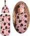Halloween Cute Cartoon Bat Newborn Swaddle Blanket with Beanie Set, Soft Baby Sleep Sack Stretch Adjustable Wraps
