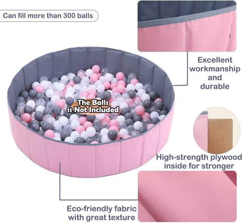 4 Feet Ball Pit for Kids, Baby Play Yard, Folding Portable Playpen, More Than 12 Sq.ft Play Space