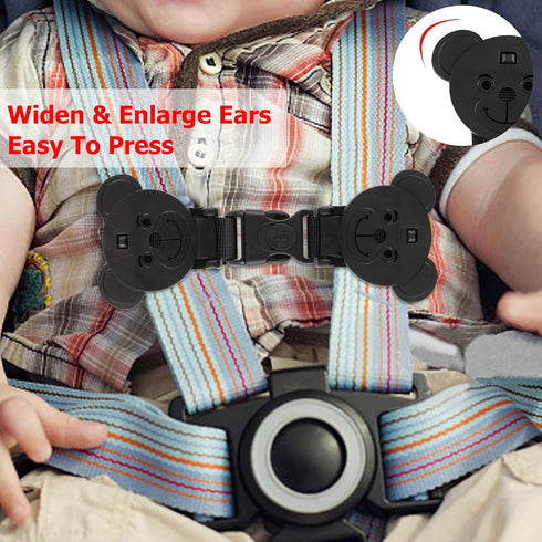Car Seat Strap Anti Escape, Bear-Shaped Baby Harness Chest Clip, Prevent Kids from Taking Arms Out of Car Seat (2 Pack)