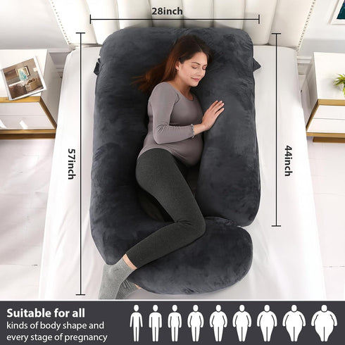 57 Inch BATTOP Pregnancy Pillows for Sleeping, Full Body Maternity Pillow for Side Sleeping, Support for Back, Legs