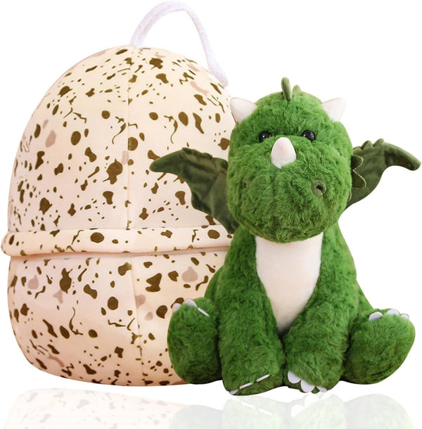 Dinosaur Stuffed Animal Toys, Small Dino Pterosaur Plush with Big Dinosaur Egg, Soft Gift for Kids
