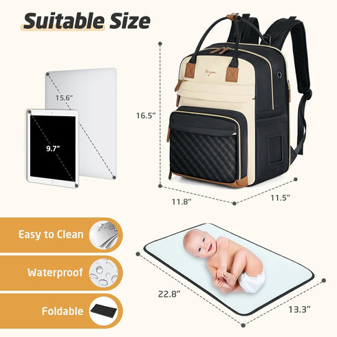 Backpack 2 25-37L Diaper Bag - Extra Large Diaper Bag for Kids Twin, Travel Baby Bags for Mom Dad Expandable