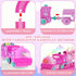 wagkew Set 2 3 4 5 6 7 Set Tracks Car Toys for Age Year Girls Toddler, Pink Princess Train Toys for Kids with Light