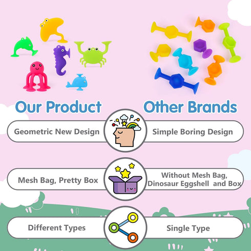 Baby Suction Cup Toys, Ocean Animals Sucker Toys with Mesh Bag Storage, 18 PCS Bath Toys for Kids Ages 4-8