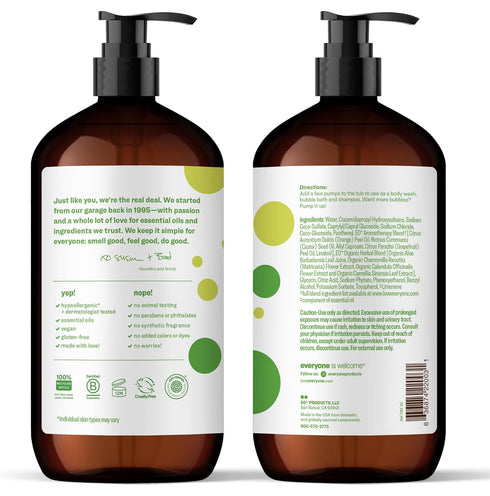 3-in-1 32 (Pack 6) Everyone Kids Soap, Body Wash, Bubble Bath, Shampoo, Ounce of Tropical Coconut, made with Essential