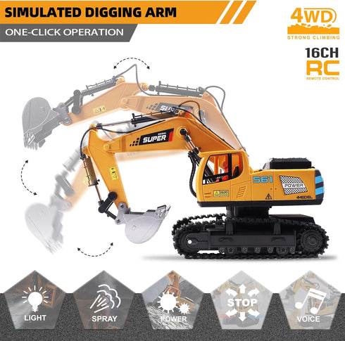 Boys,16 3-5 4-7 8-12 ViRockSign Remote Control Excavator Toys for Channel RC Excavator Construction Toys with Metal