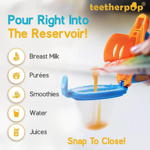 Set Teetherpop Fillable Freezable Teethers for Babies - Breastmilk Teether with Spill-Proof Sippy Slits Teething