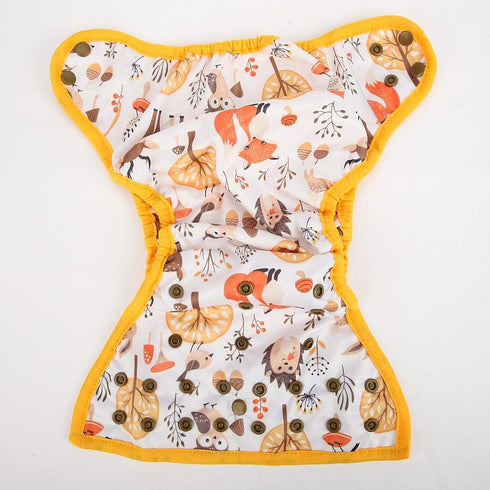 Gusset One Size Cloth Diaper Cover Snap With Double (Fox Forest)
