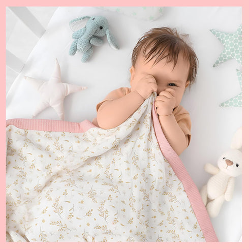 Hillsuren 30x40 Inch 5 Flower Waffle Baby Blanket, Muslin Swaddle Blanket, Soft Layers Crib Stroller Nursery Receiving