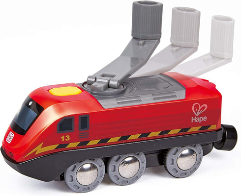 Set, Hape Hand Crank Powered Train | Button Operated, Rechargeable Kinetic Powered Engine and Lights, Kids Toy