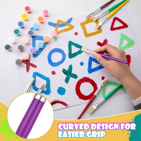 Paint Brushes for Kids, 10 Pcs Round and Flat Brush Set, Easy Hold Toddler Paint Brushes for Acrylic Oil Watercolor