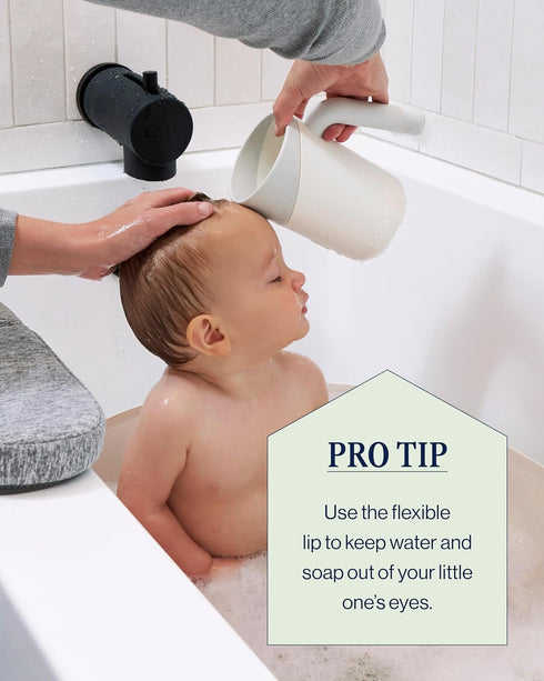 Lalo Bath Rinse Cup - Handle for Easy Grip, Tear-Free Baby Bathing, Flexible Lip, Non-Toxic, Soft Edge, Lightweight