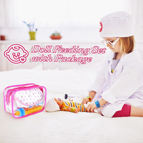 15Pcs Set,Pretend Baby Doll Accessories Magic Bottle Play Feeding Toy with Juice Milk Bottles,Sippy Cups,Pacifiers,Bowl