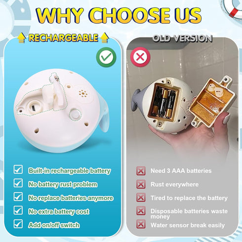 2024 Upgraded Baby Bath Toys, Light Up Whale Sprinkler Spray Water Pool Toys for Kids 1-3, Baby Shower Gifts for Boys