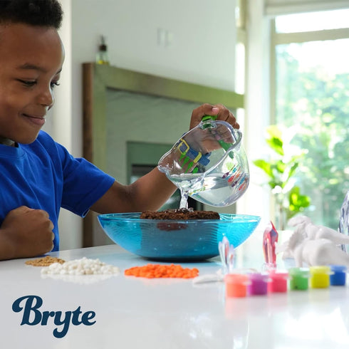 Bryte Light Up Dinosaur Terrarium Kit for Kids, Dino Habitat with Real Plants, LED Lights, Birthday Gifts