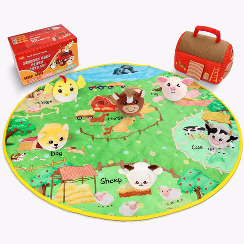 1 2 3 4 5 Playset 6 13 Farm Animal Toys for Year Old Toddlers Plush Farm House with Barn, Soft Farm Animals & Large
