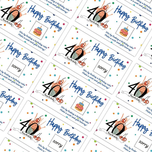Colorful 40th Birthday Party Game Scratch Off Cards, 32 PCS for Happy 40th Birthday Party Activities