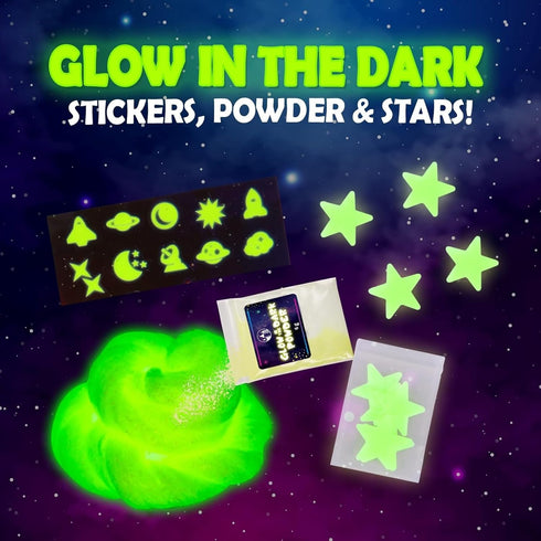 812, Set Original Stationery Galaxy Slime Kit for Kids Ages DIY Space Slime with Glow-in-The-Dark Stickers & Galactic