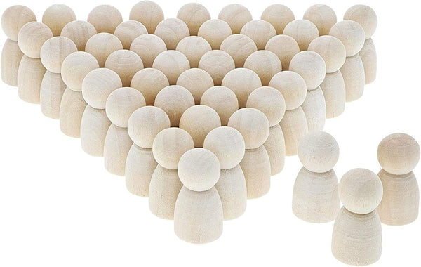 Bright Creations Wood Peg Dolls, Wooden Figures, 1.1 Inch, 50-Pack Mini Figures