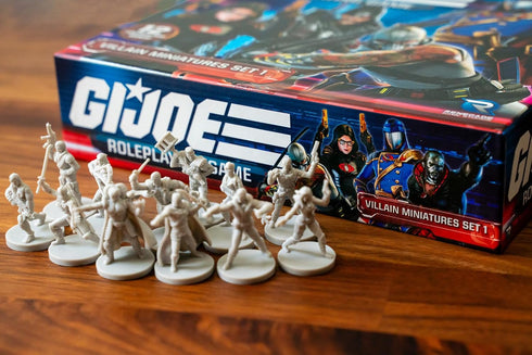 G.I. Joe Roleplaying Game Villain Miniatures Set 1, 12 Unpainted 28mm Scale Character Figures, RPG Accessory