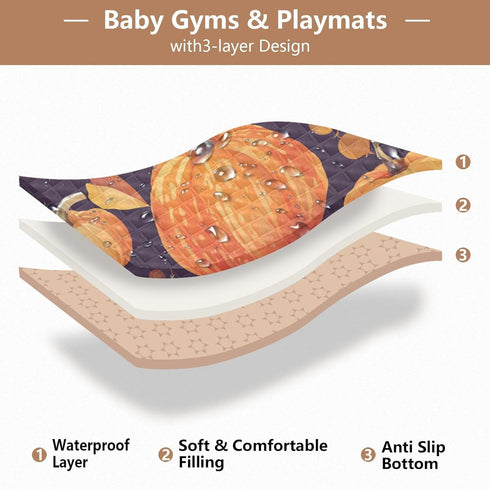 GuoChe Cozy 50'' 50'' Autumn Pumpkin Halloween Harvest Food Large Stylish Baby Activity Play Mat for Indoor Outdoor