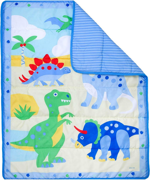 3-Piece Set Wildkin Microfiber Crib Bedding Comforter, Fitted Sheet & Crib Skirt - Dinosaur Land