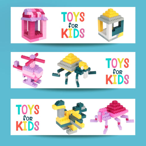 Building Bricks 1000 Pieces Bulk Toys, Kids Building Blocks Compatible with All Major Brands, Accessories with Wheels