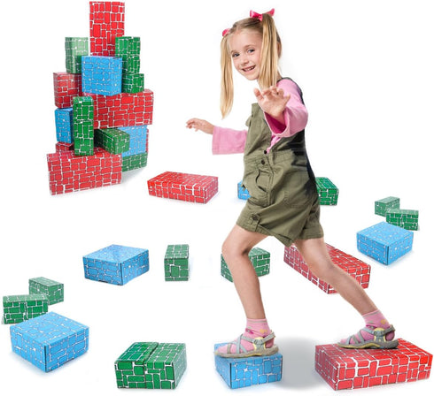 Cardboard Building Block, EXERCISE N PLAY 40pcs Extra-Thick Jumbo Giant Building Blocks for Kids