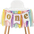 Pastel Rainbow High Chair Banner - Sweet One Highchair Banner 1st Birthday,