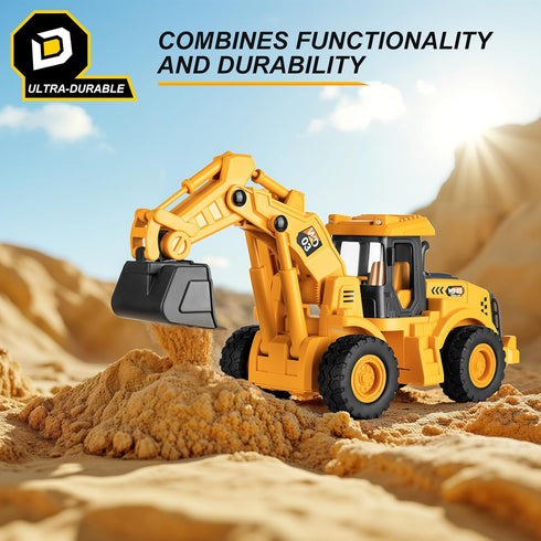 YySiRui 11" 1: 18 Ages3+ Excavator Toy, Scale, Rolling Wheels Inertia-Powered, HeavyDuty Plastic, with Lights