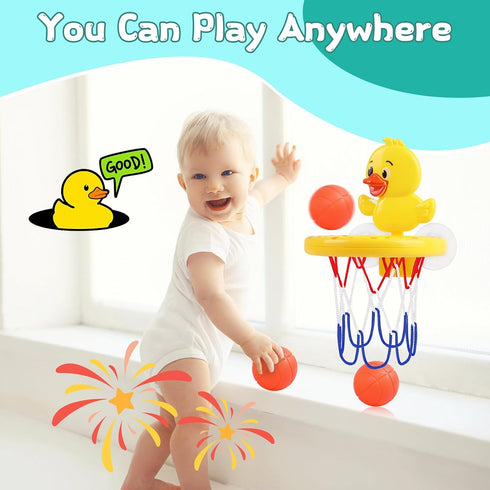 Babelshar 3 Set Bath Toys, Bathtub Basketball Hoop for Toddler Kids, Soft No Hole Balls & Bath Basketball Hoop