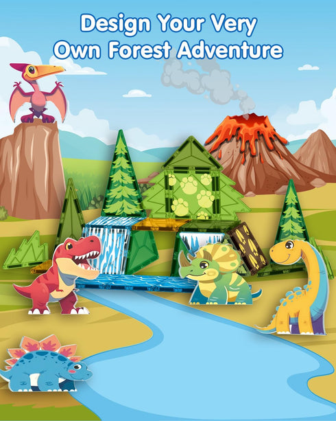 Set 35 3-5 5-7, 3+ Magnetic Tiles Animals & Dinosaurs Toys, STEM Educational Building Blocks, Sensory PCS for Toddlers