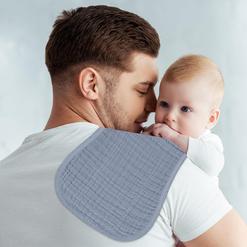 Sets 8 Pack 100% 20 10 Inches(Grey) Muslin Baby Burp Washable Cloths for Girl Boy Large, Cotton Burp Clothes Absorbent